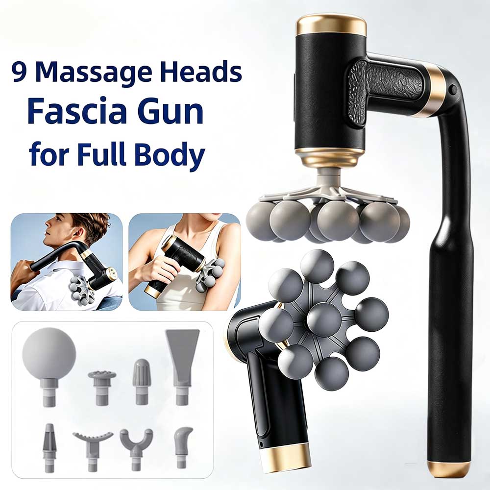 Electric Massage Gun Deep Tissue - 2-in-1 긴/짧은 손잡이 무선 근막 마사지건,