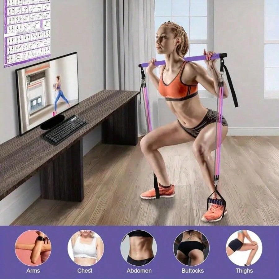 저항 밴드가 포함된 휴대용 필라테스 바 세트, 필라테스 - Pilates Bar Kit With Resistance Bands 리뷰 및 가격