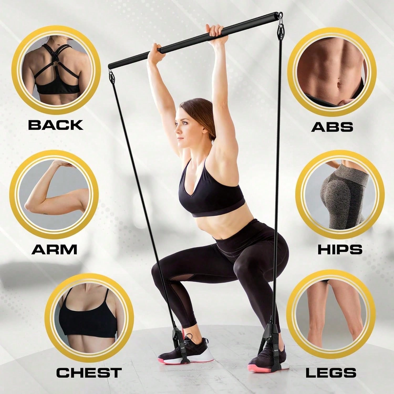 저항 밴드가 포함된 휴대용 필라테스 바 세트, 필라테스 - Pilates Bar Kit With Resistance Bands 리뷰 및 가격