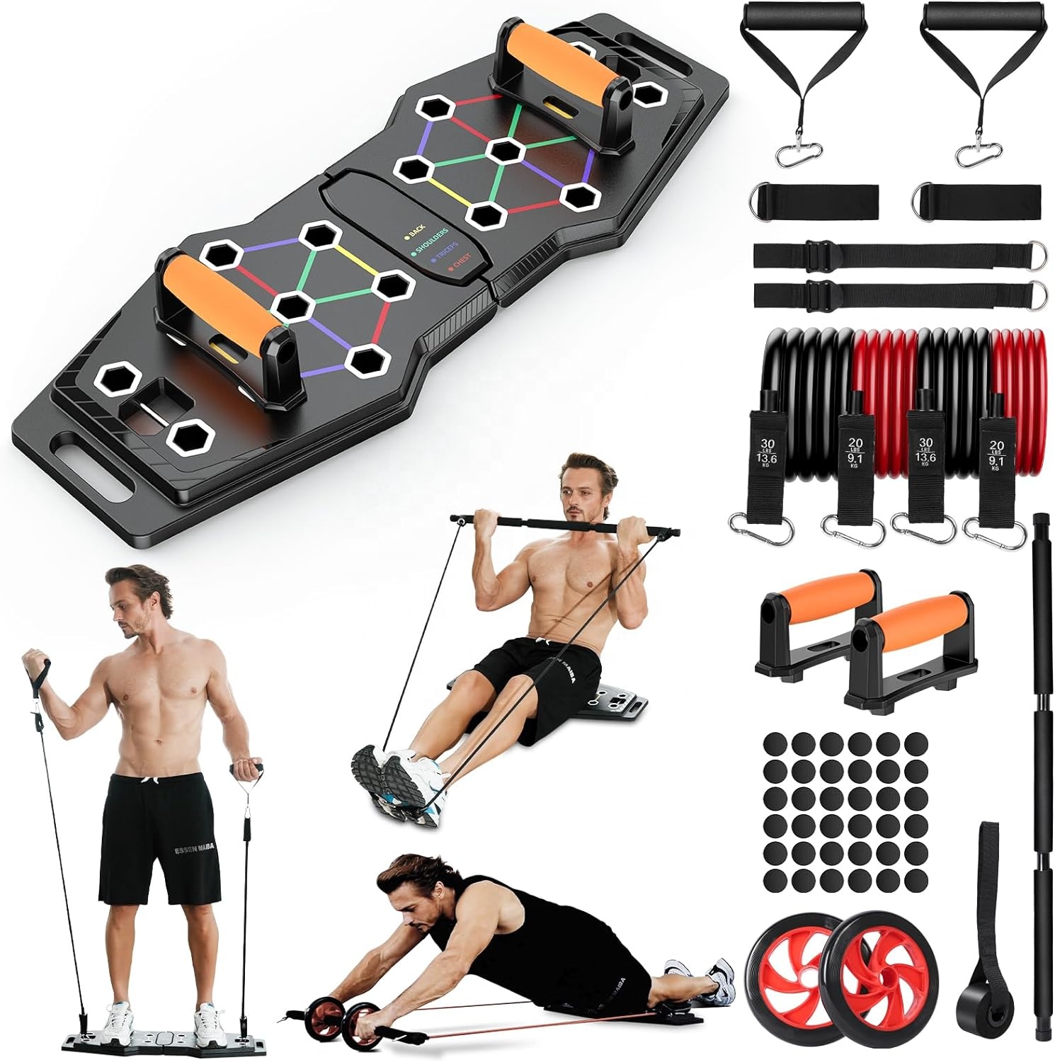 다기능 헬스장용 접이식 피트니스 푸쉬업 보드 세트, 필 - Pilates Bar Kit With Resistance Bands 리뷰 및 가격