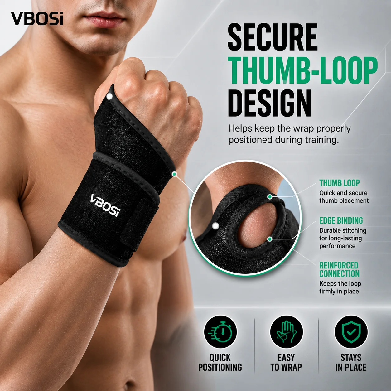 VBSOi 조절 가능한 손목 보호대 (엄지 루프 포함) - Wrist Wraps Weightlifting Support 리뷰 및 가격
